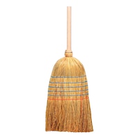 Rice straw broom With sanded wooden handle