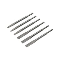 Point and flat chisel set Plus Longlife & Speed, 6 pieces