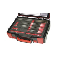 Drill-out set 18 pieces, for normal and deep broken glow plug tips M8x1.0 - M9x1.0 - M10x1.0 - M10x1.25
