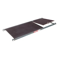 Work surface with hatch without toe board