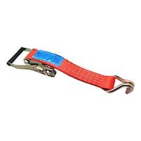 Ratchet strap with standard ratchet and double-pointed hook