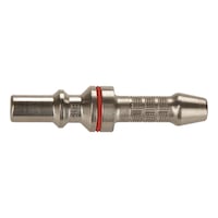 Quick coupling nipple for gas, hose shank