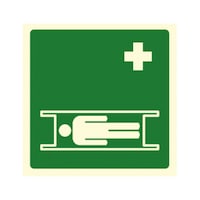 First aid sign, stretcher