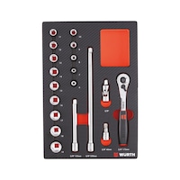 Socket wrench set 3/8 inch 4.4.1, 19 pieces