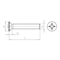 Raised countersunk head screw with recessed head, H ISO 7047, steel 8.8, zinc-nickel-plated, silver (ZNSHL)