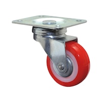 Swivel machinery castor with red signal colour