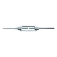 Turnbuckle, open form with welded ends DIN 1480, steel, zinc-plated, blue passivated (A2K)