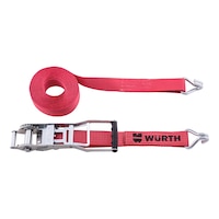 Ratchet strap with long-lever ratchet