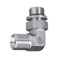 Orientable elbow fitting 90° male thread
