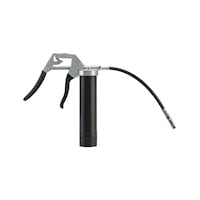 Single-handed grease gun With variable pressure setting directly on handle