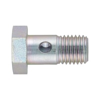 Banjo bolt DIN 7643, zinc-plated steel, thick-film passivated (VZD), long version