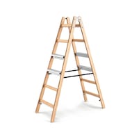 Hybrid ladder, two-sided with aluminium steps