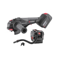 Cordless vacuum cleaner and angle grinder set