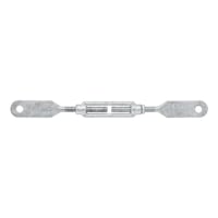Turnbuckle with flat leaf bolts and jam nut DIN 1480 (open shape), steel S235JR, hot-dip galvanised