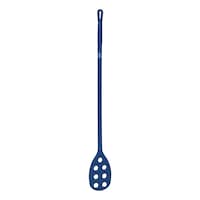 Long stirring spoon with small perforated blade, metal-detectable