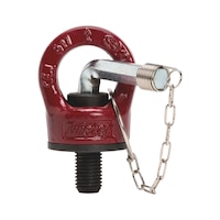 Turning, ball bearing mounted ring bolt with key