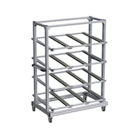 Shelf trolley with roller conveyors