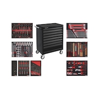 System workshop trolley WE Cargo Black edition, equipped, 75 years 242 pieces