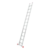 Flanged aluminium single ladder with steps