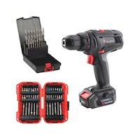 12&nbsp;V battery-powered ABS drill, SMARTSTEP core drill bit kit and drill bit kit