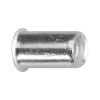 Rivet nut Aluminium round small countersunk head, smooth, open