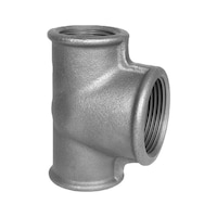T-piece branch pipe, enlarged EN10242 B1, hot-dip galvanised malleable iron