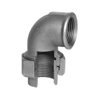 Elbow fitting, tapered sealing, with female thread EN10242 UA11, hot-dip galvanised malleable iron