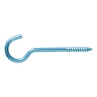 Screw hook, bent With wood screw thread, zinc-plated steel, blue passivated (A2K)