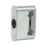 Clamp block for interior door push-in spigot hinge