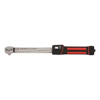 Torque wrench With push-through square drive and fine-toothed ratchet head