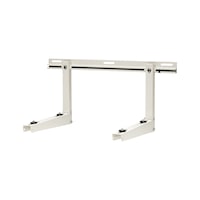 Mounting bracket with sliding bar and rounded shelves