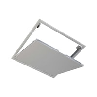 Inspection hatch, push-to-open, sheet metal