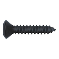 Raised countersunk tapping screw, C shape with Z recessed head DIN 7983, steel, zinc-plated black (A2S), PZ drive, shape C, with tip