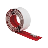 Zip-fastening with double-sided adhesive tape