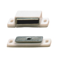 Screw-on magnet snap catch With moveable counterplate