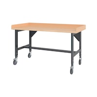 System workbench, mobile 1500 mm with 2 height-adjustable workbench feet 