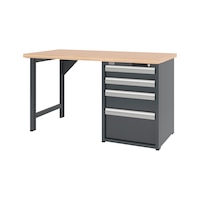 System workbench 1500&nbsp;mm with 1 workbench foot and drawer undercounter cabinet 8.6