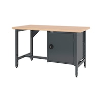System workbench 1500 mm with 2 height-adjustable workbench feet and hinged door wall-mounted cabinet 8.6