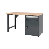 System workbench 1500&nbsp;mm with 1 fixed workbench foot and combination undercounter cabinet 8.6