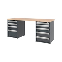 System workbench 2000&nbsp;mm with 2 drawer undercounter cabinets 8.6