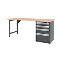System workbench 2000&nbsp;mm with 1 workbench foot and drawer undercounter cabinet 8.6