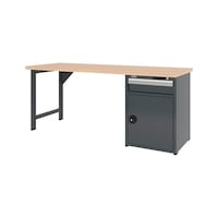System workbench 2000&nbsp;mm with 1 fixed workbench foot and combination undercounter cabinet 8.6