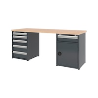 System workbench 2000&nbsp;mm with 1 drawer undercounter cabinet 8.6 and 1 combination undercounter cabinet 8.6