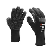 Anti-vibration glove with back rubber support