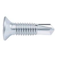 Window construction screw, self-drilling, raised countersunk head, FEBOS<SUP>® </SUP>M Steel, zinc-plated, blue passivated, PH drive