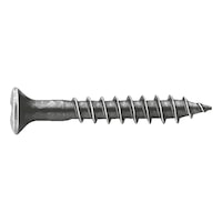 Drip moulding screw with small raised countersunk head