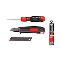 Ratchet tool magazine screwdriver and 2C cutter knife incl. 100 spare blades set 115 pieces
