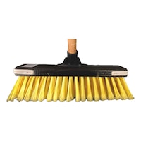 Broom with soft bristles and buffer