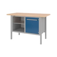 Standardní dílenský stůl se skříňkou 1500 mm se 2 bloky pod stolem