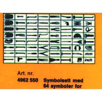 Symbolsett med verktøysymboler Klistremerkesett med 64 verktøysymboler